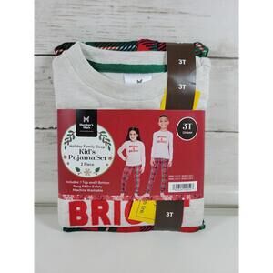 Toddler Holiday Pajama Set 3T Unisex 2-Piece Sleepwear NEW